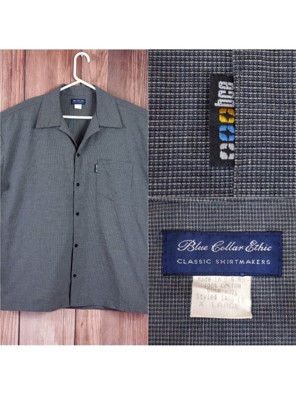 Vintage Blue Collar BC Ethic Mens XL Button Up Long Sleeve Shirt Made in USA